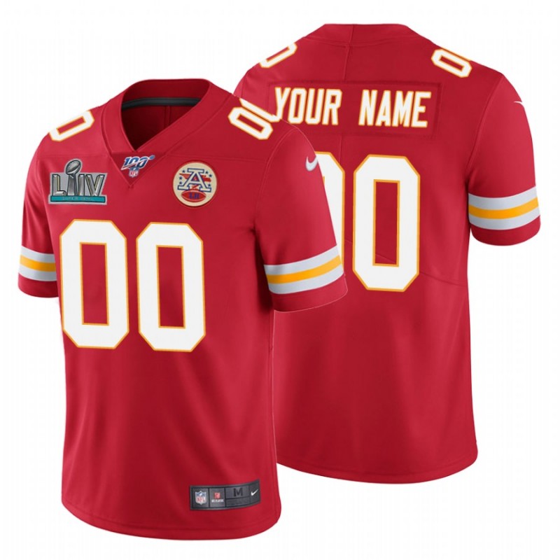 Men’S Custom Kansas City Chiefs Red Super Bowl Liv Red Vapor Limited Jersey – All Stitched, Embroidery