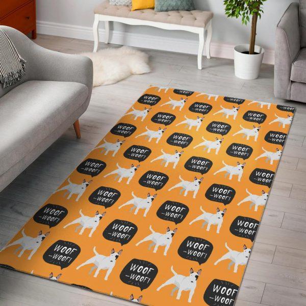 Woof Woof Bull Terrier Pattern Print Home Decor Rectangle Area Rug