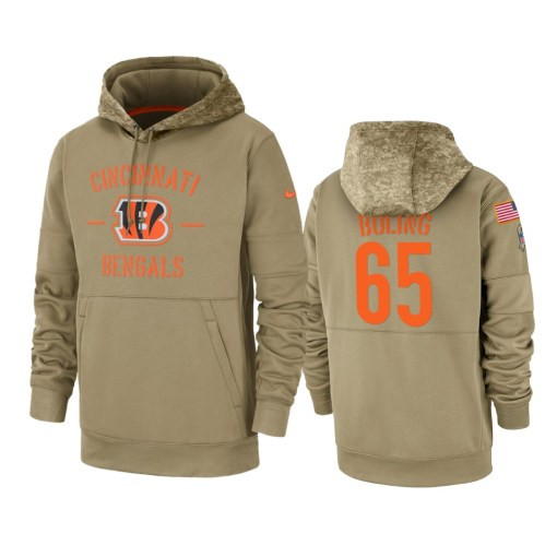 Cincinnati Bengals Clint Boling Tan 2019 Salute To Service Sideline Therma Pullover Hoodie