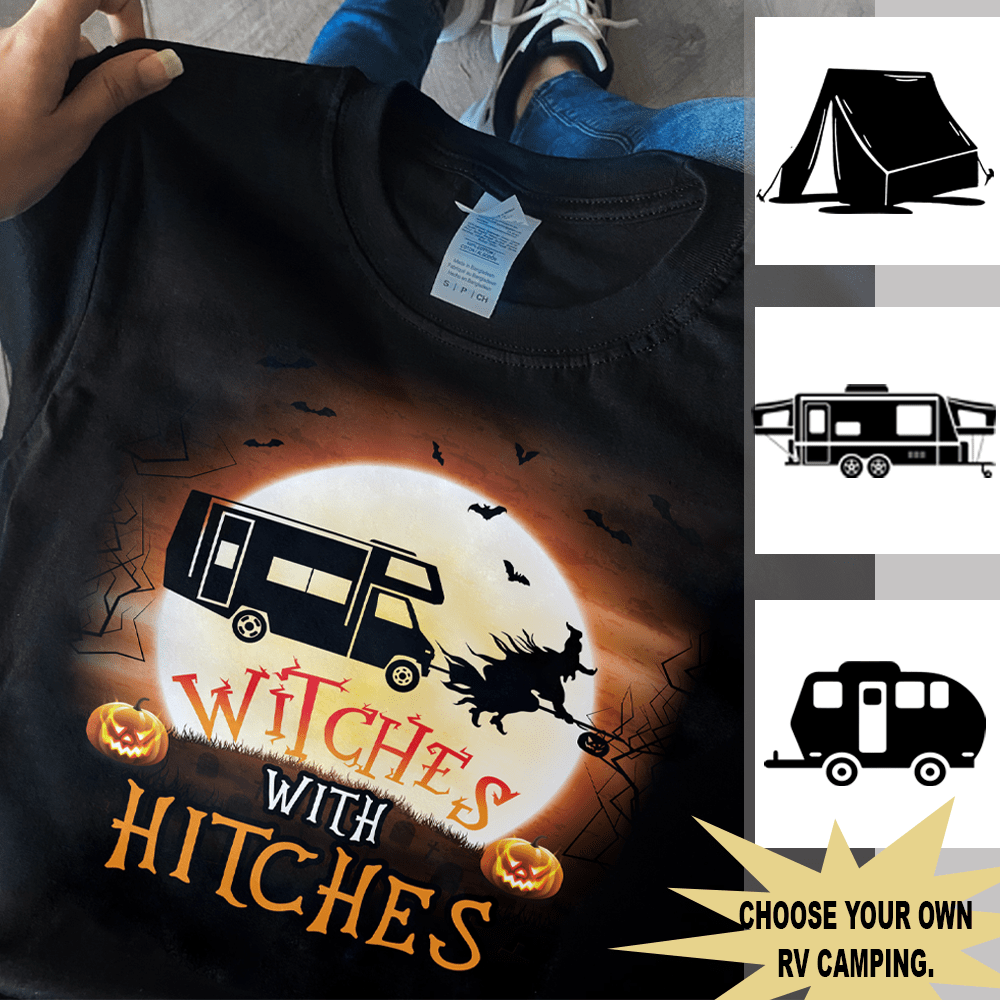 Witches With Hitches Halloween Rv Camping Moon Shirt