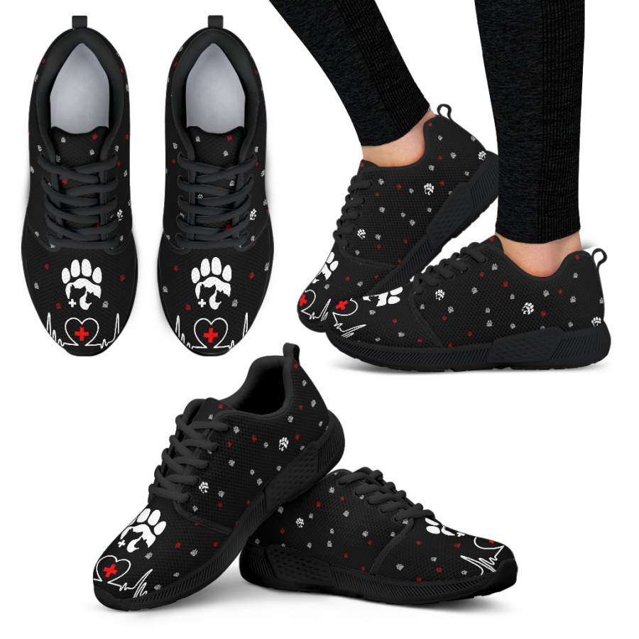 Vet Tech Animals Paw Heartbeat Athletic Sneakers