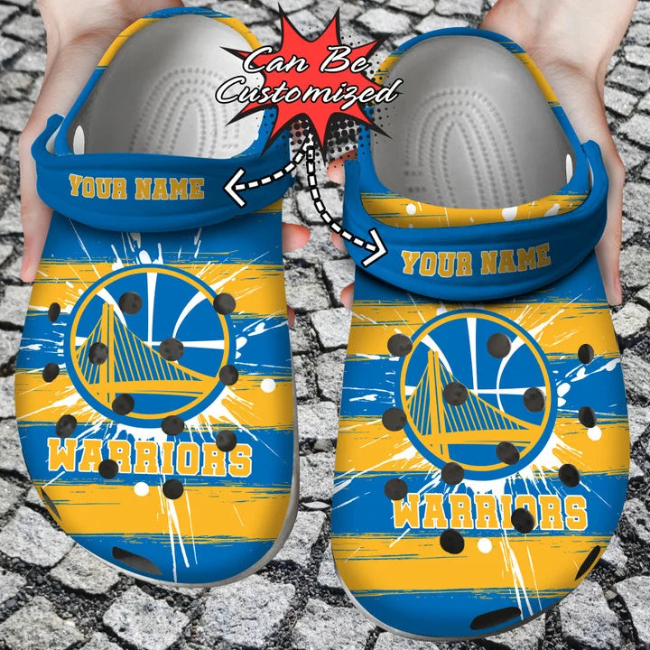 Basketball Crocs – Personalized Golden State Warriors Spoon Graphics Watercolour Clog Shoes