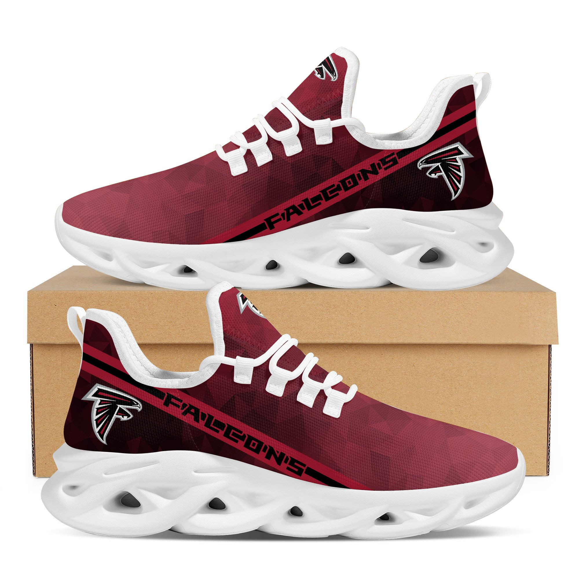 Atlanta Falcons Polygonal Design Trending Max Soul Clunky Sneaker Shoes For Mens Womensamerican Football Team Fans