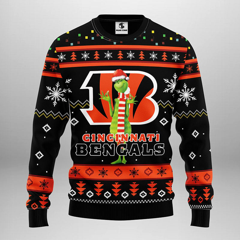 Cincinnati Bengals Funny Grinch Ugly Christmas Sweater