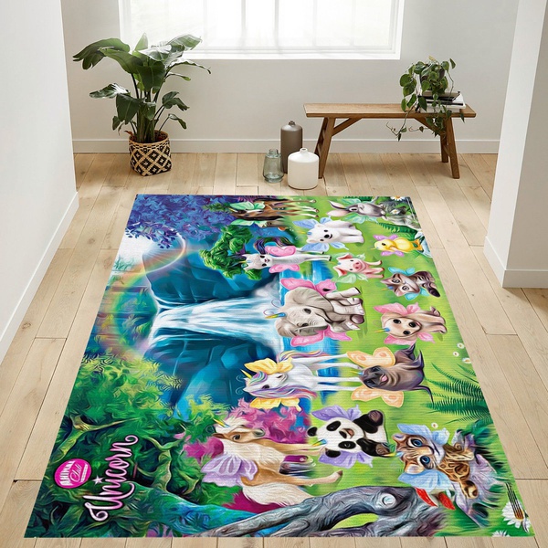 Animal Club Unicorn Group Area Rug For Gift Bedroom Rug Home US Decor