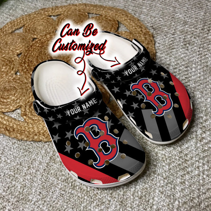 Baseball Crocs – Personalized Boston Red Sox Star Flag Clog Shoes