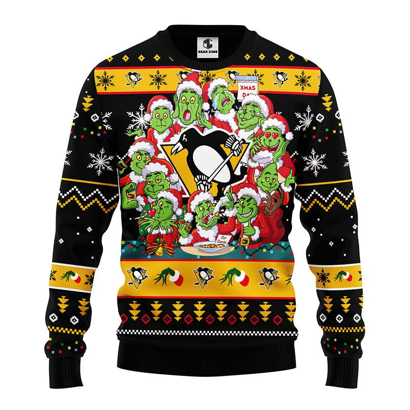 Pittsburgh Penguins 12 Grinch Xmas Day Ugly Christmas Sweater