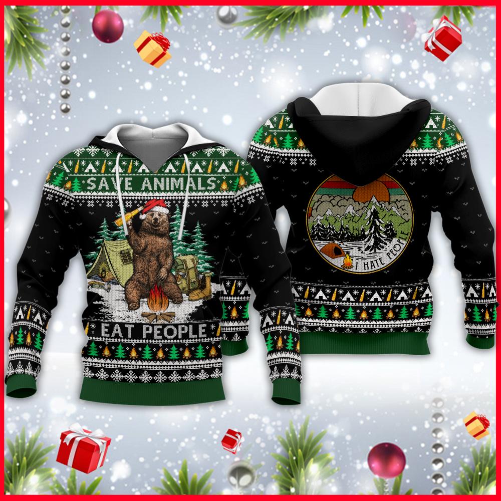 Christmas Save Animals Bear Camping 3D All Over Print | Unisex | Adult | Ht1323