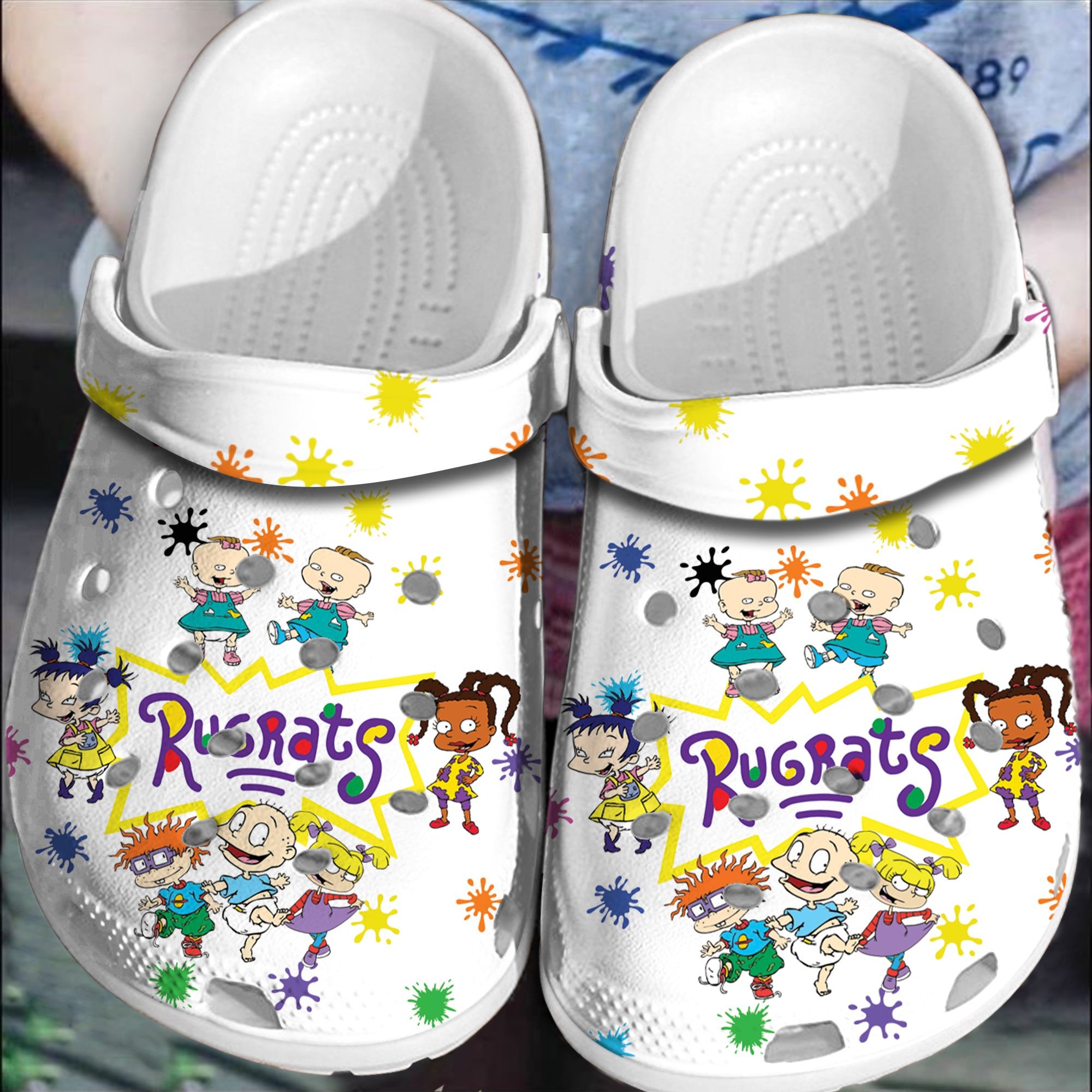 Rugrats Funny Crocss Crocband Clog Comfortable Water Shoes In White