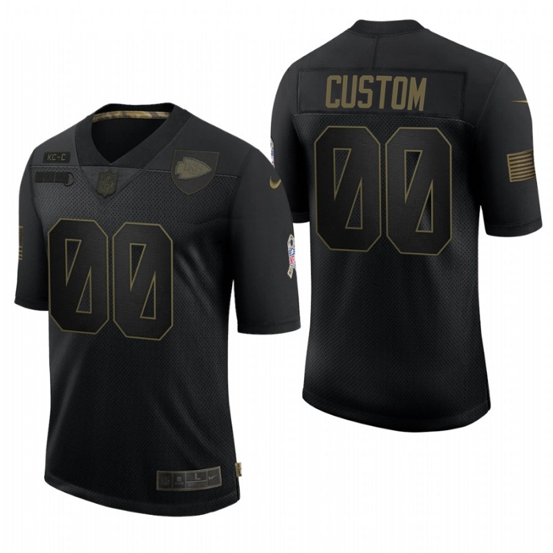 Men’S Kansas City Chiefs Custom Black 2020 Salute To Service Limited Jersey – All Stitched, Embroidery