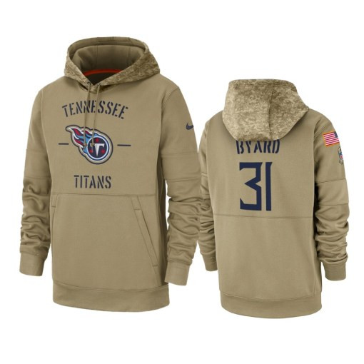 Tennessee Titans Kevin Byard Tan 2019 Salute To Service Sideline Therma Pullover Hoodie