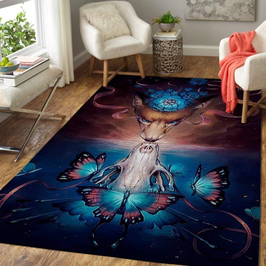 Butterfly  Flower Area Rug Animal Print Floor Decor  Parallel Life Rcdd81F10132