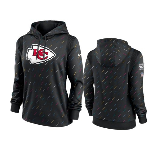 Women Kansas City Chiefs Anthracite 2021 Crucial Catch Therma Pullover Hoodie