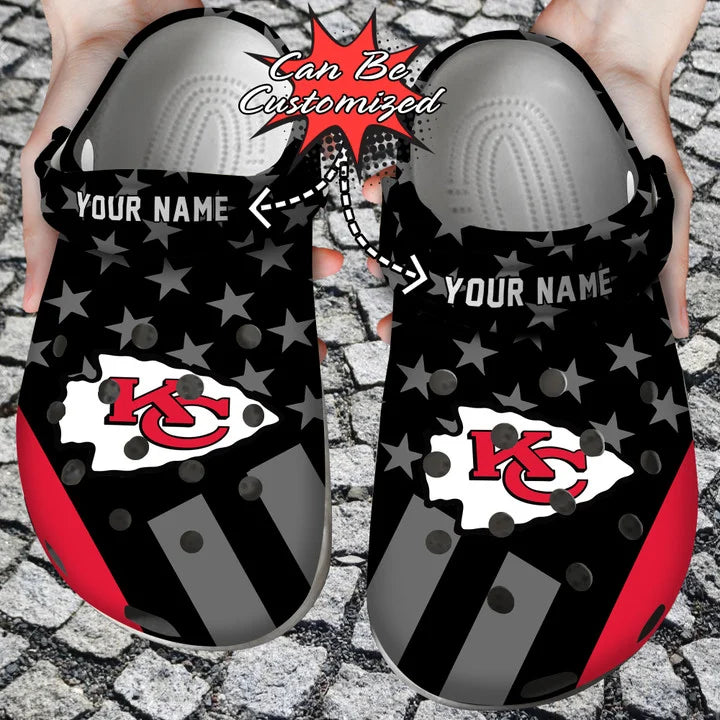 Football Crocs – Personalized Kansas City Chiefs Star Flag Clog Shoes