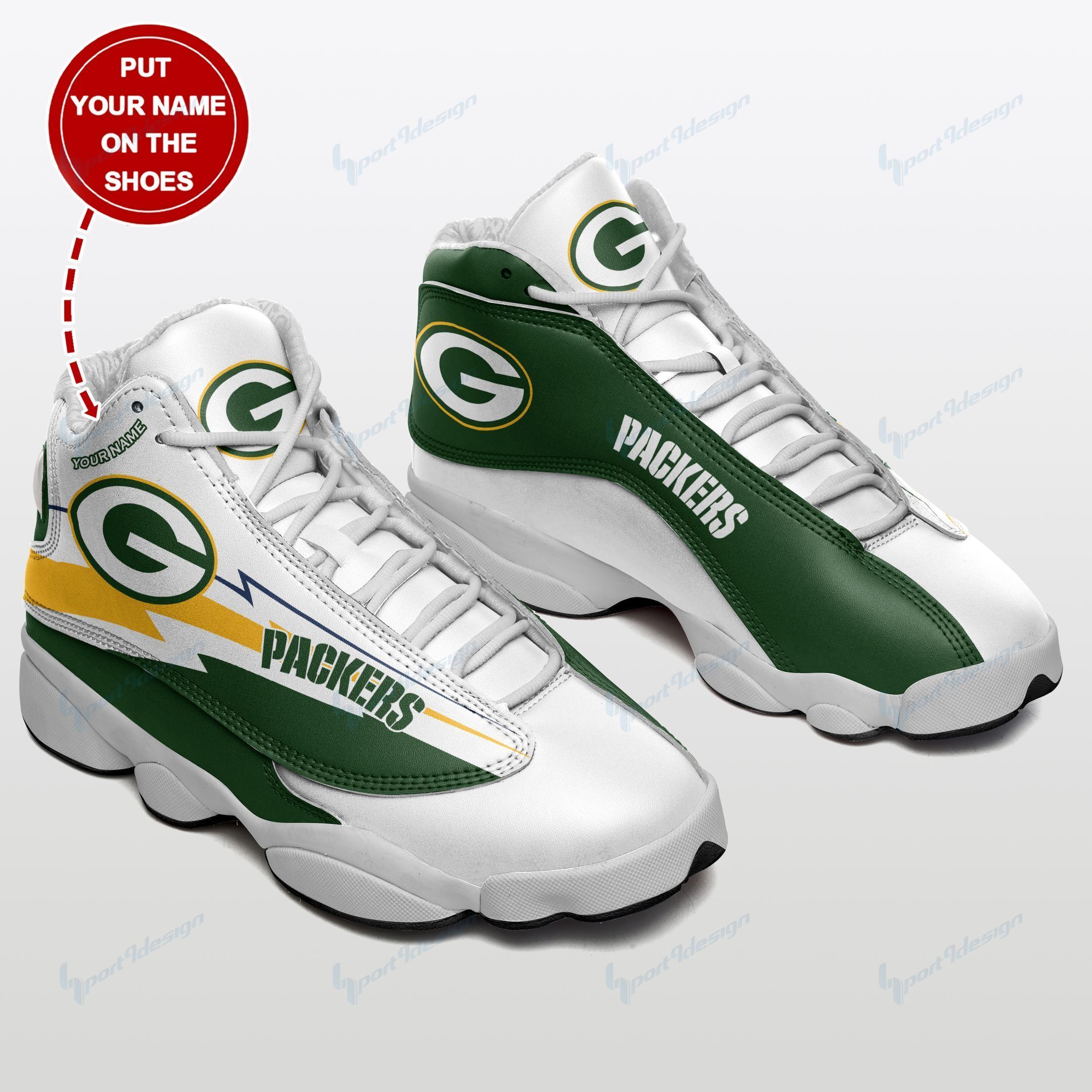 Green Bay Packers Personalized Air JD13 Sneakers 554