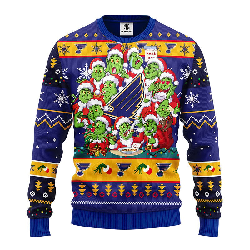 St. Louis Blues 12 Grinch Xmas Day Ugly Christmas Sweater