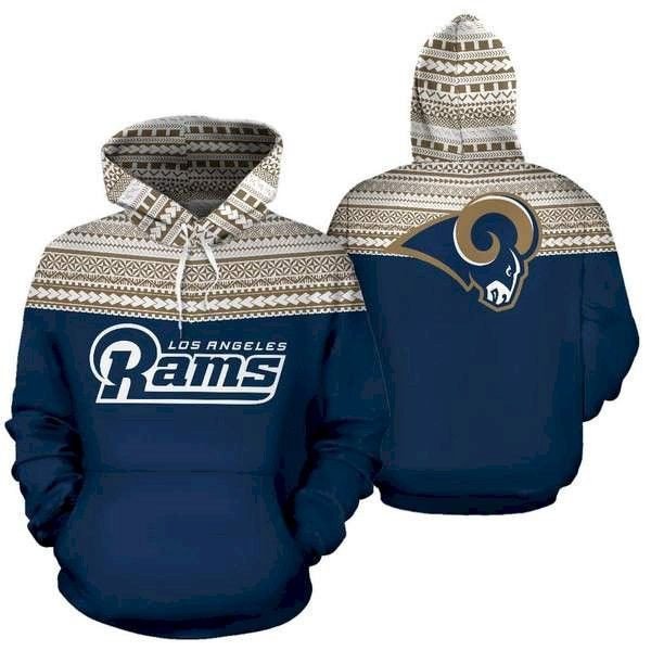 Los Angeles Rams Maori Tattoo White Blue 22 Unisex 3D Hoodie Gift For Fans