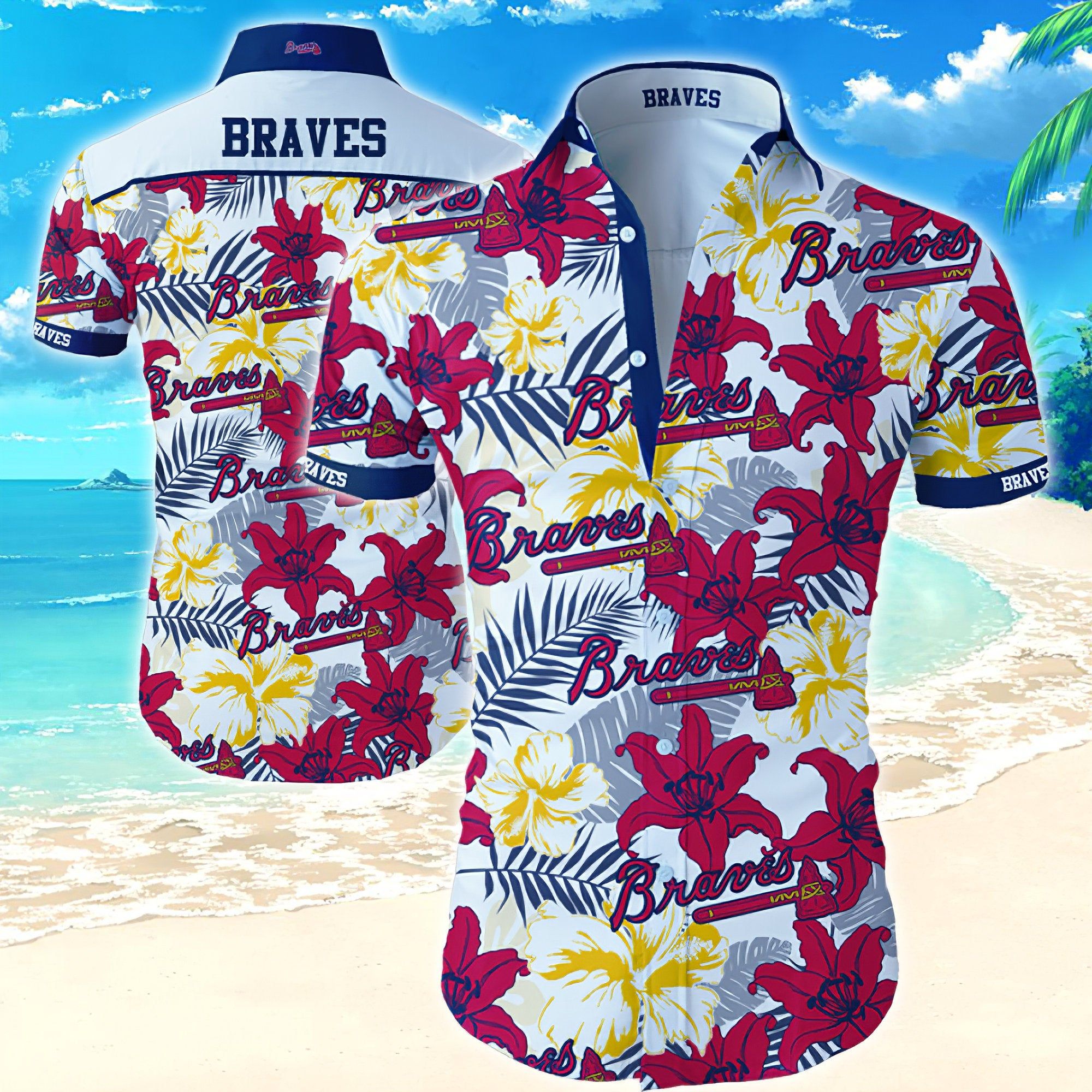 Atlanta Braves  Nfl Hawaiian Shirt ,Designed Hawaii Shirt, Beautiful Team Hawaiian Shirt, Family Gift