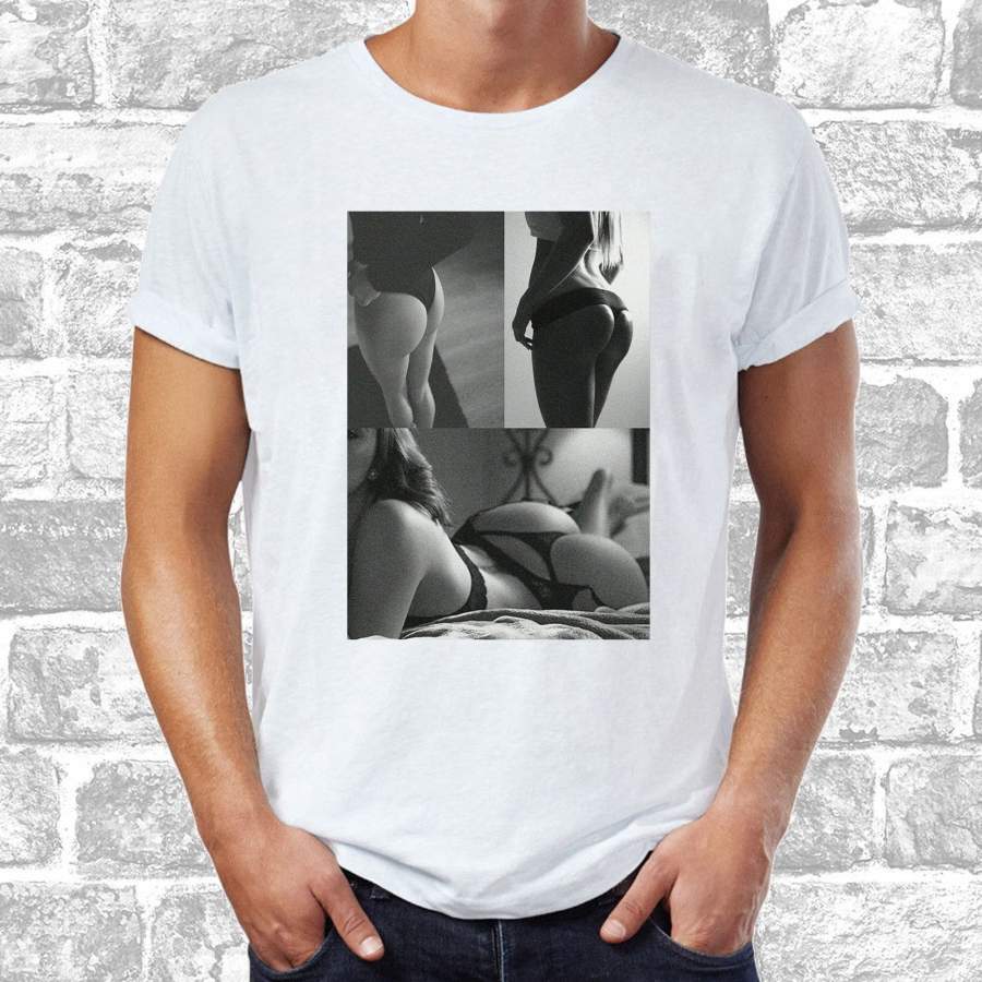 Sexy Bum Ladies Vintage Funny T-shirt Mens T-shirt Graphic Tee Short Sleeve Tops XXXL