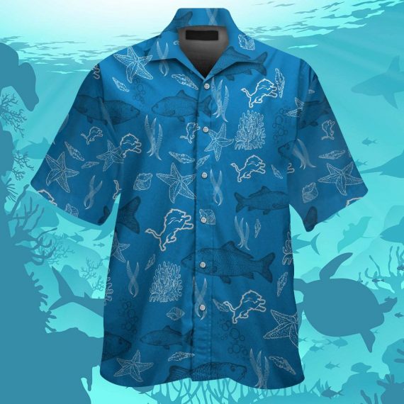 Detroit Lions Short Sleeve Button Up Tropical Aloha Shirt - Product by Prowallart Shop