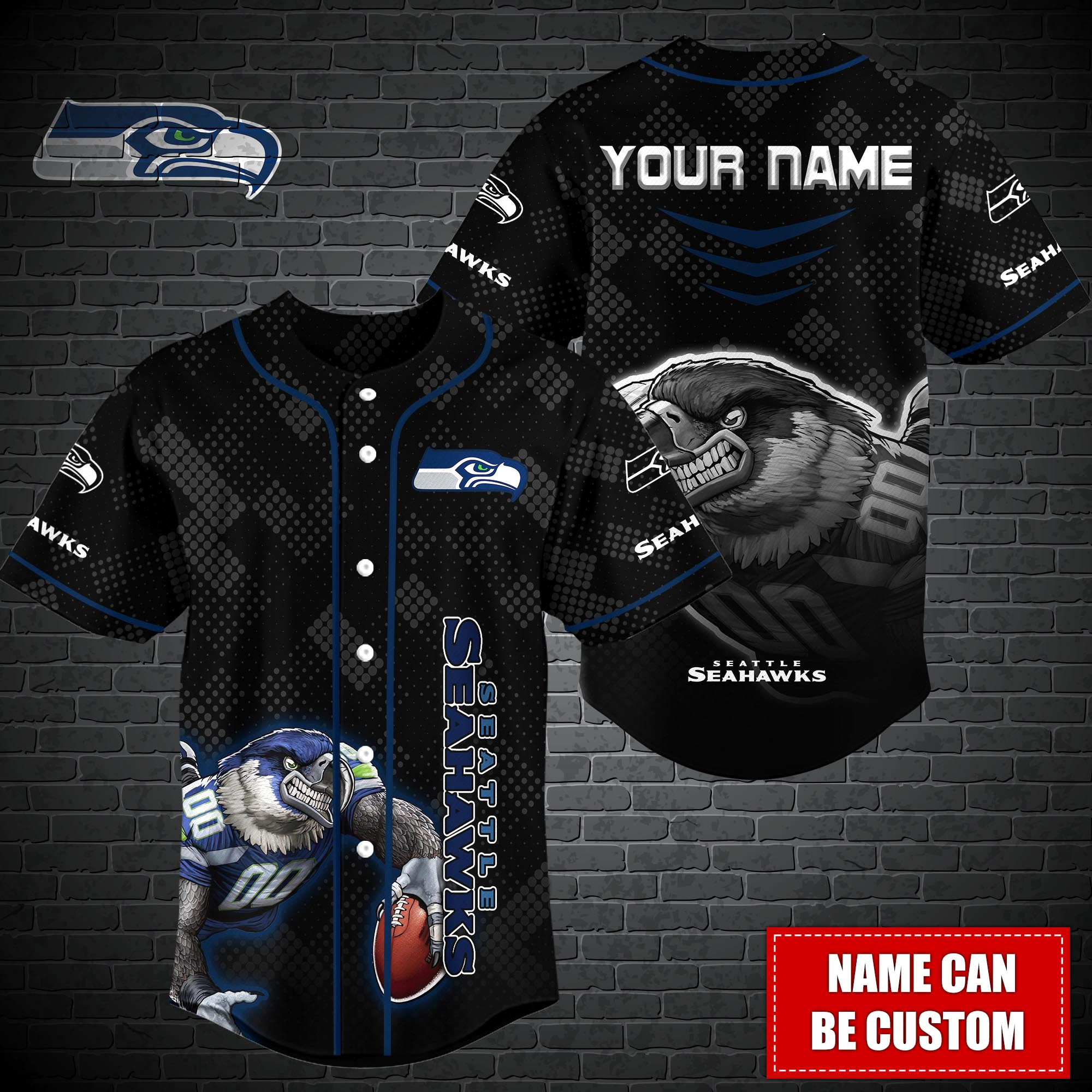 Seattle Seahawks Nfl-Baseball Shirt Custom T-44500