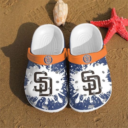 San Diego Padres Splatter Pattern Crocs Classic Clogs Shoes