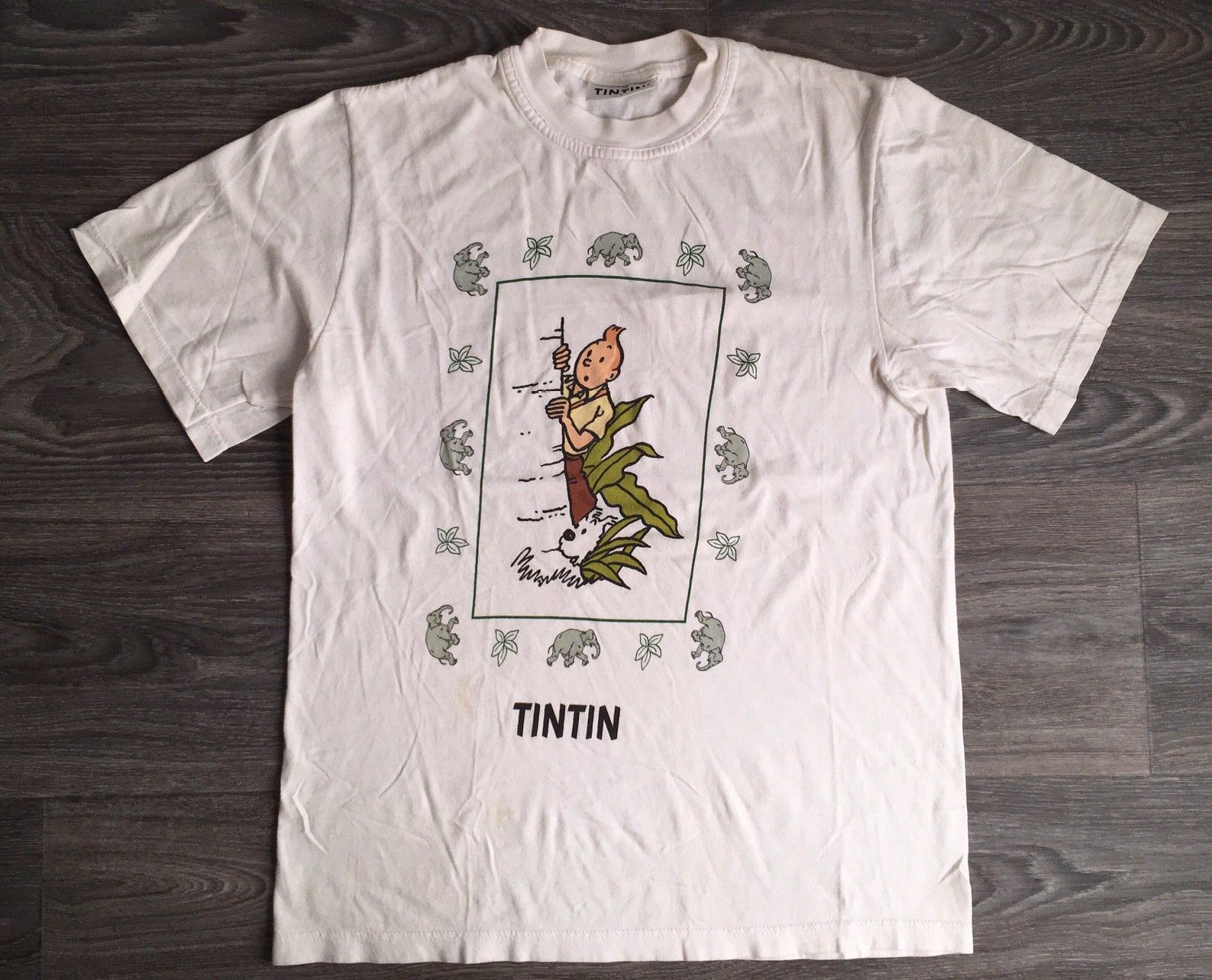 Adventures Of Tintin Shirt 1998 Vintage Cigars Of The Pharaoh Les Cigares Du Pharaon Elephant Comic Cartoon Tshirt