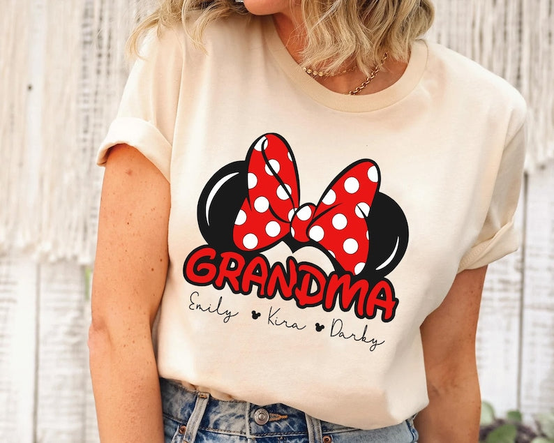 Custom Grandma Minnie Mouse Ears With Bow Shirt / Disney Grandmother T-Shirt / Mother’S Day Gift Ideas / Walt Disney World