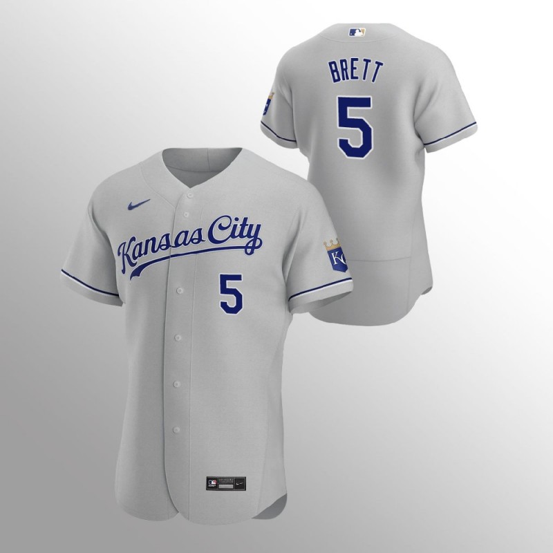 Men’S Kansas City Royals George Brett  Gray 2020 Road Jersey – All Stitched, Embroidery