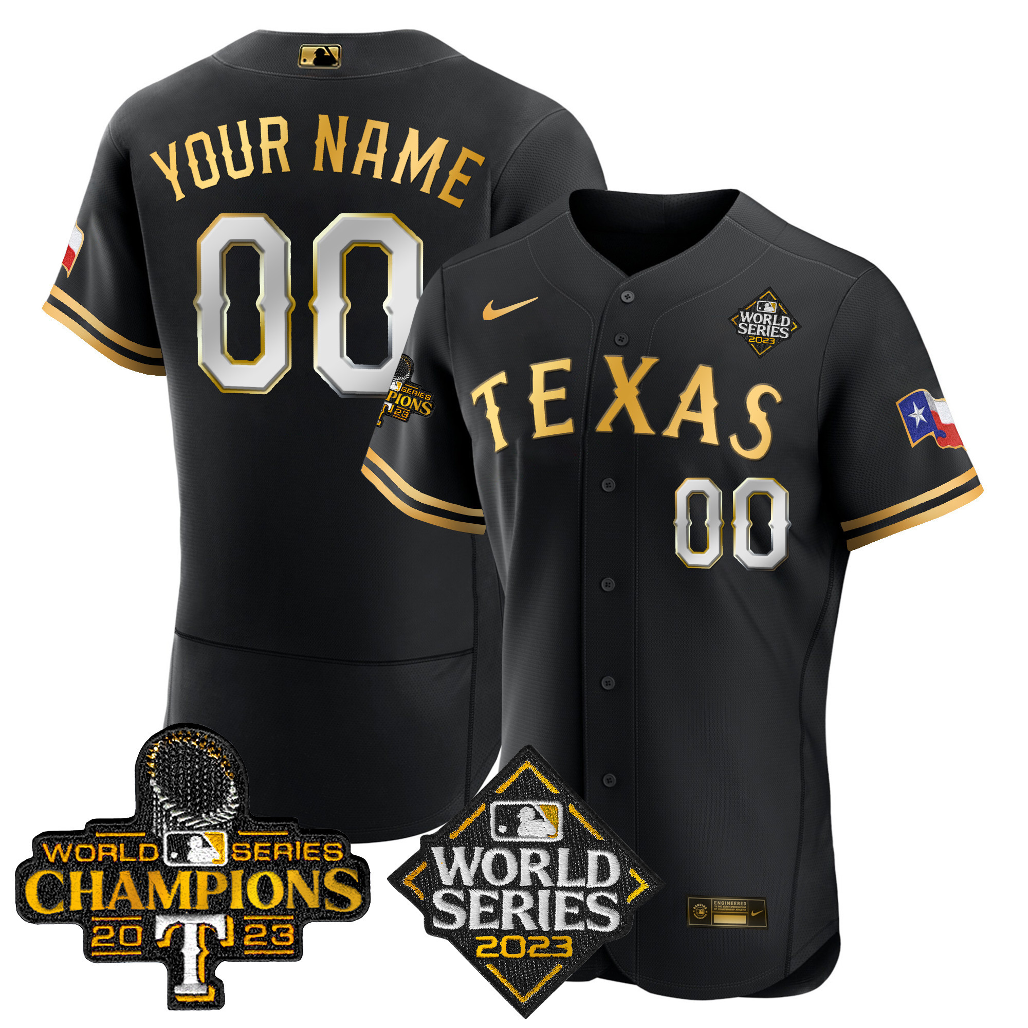 Texas Rangers 2023 World Series Champions Flex Base Custom Jersey V4 – All Stitched