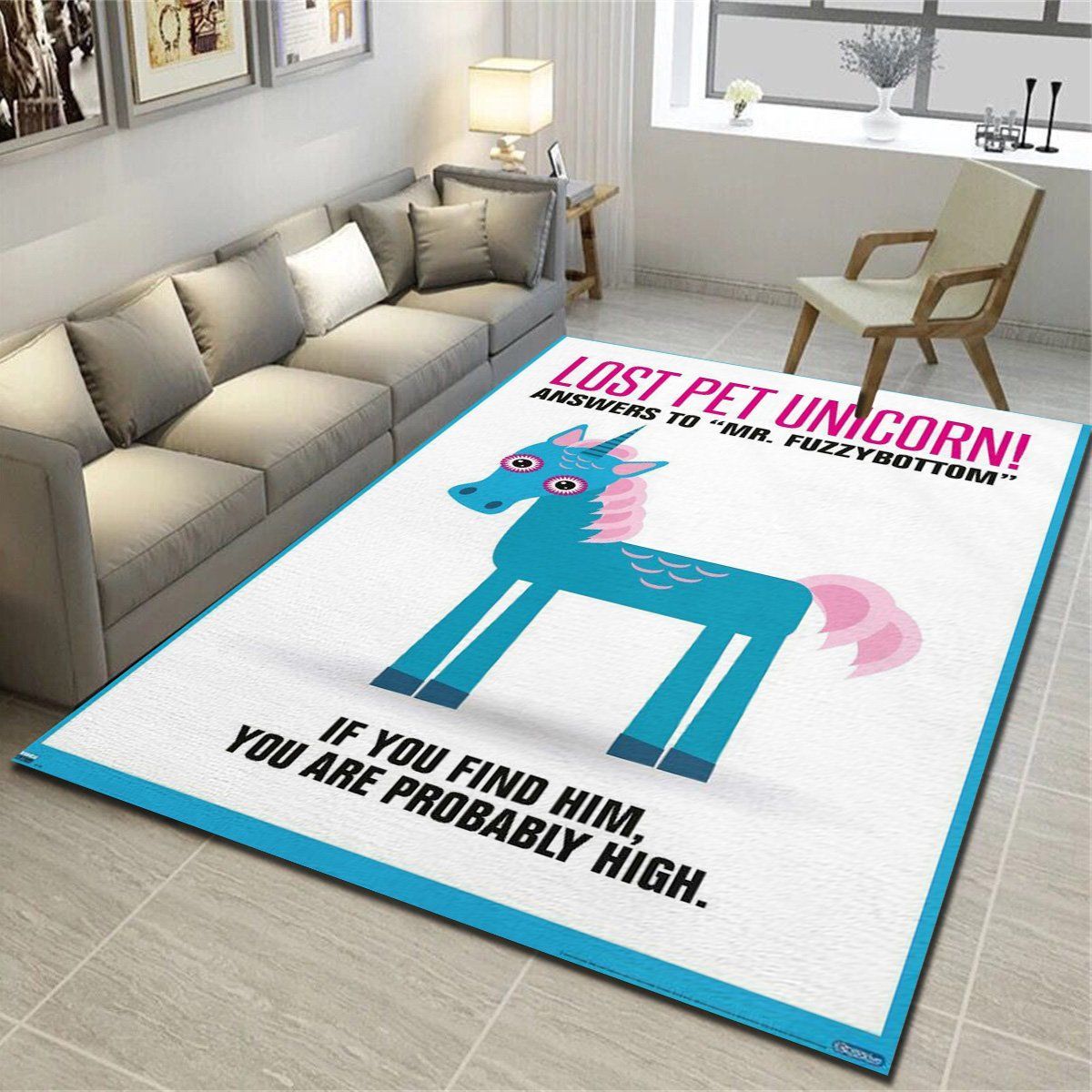 Lost Pet Unicorn Area Rugs, Living R …