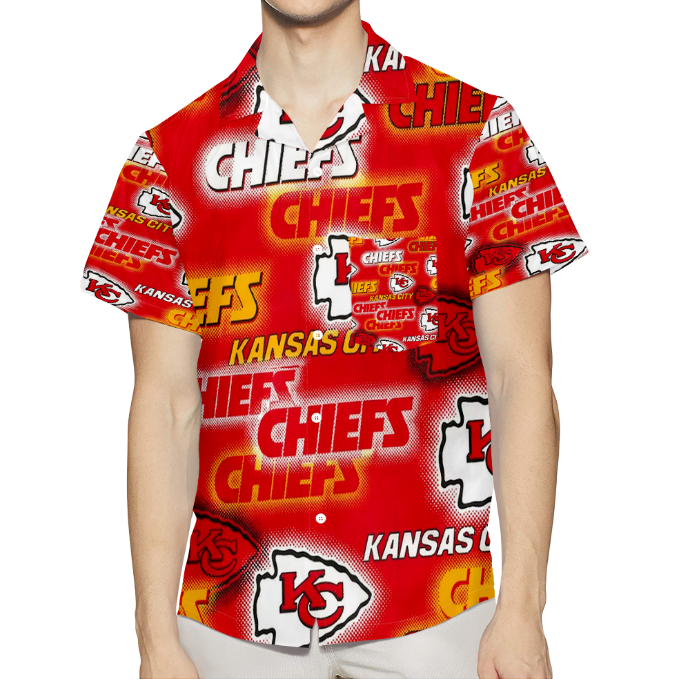 Kansas City Chiefs Emblem V8 3D All Over Print Summer Beach Hawaiian Shirt With Pocket