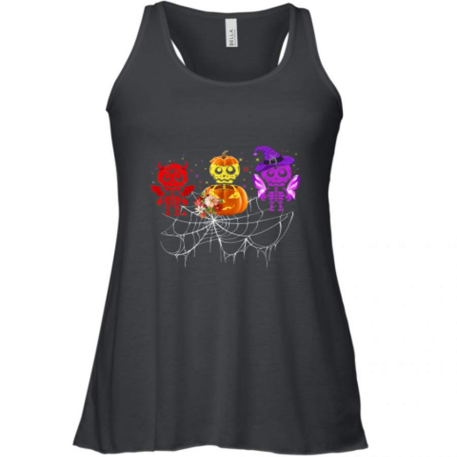 3 Skeleton Halloween funny shirt Racerback Tank