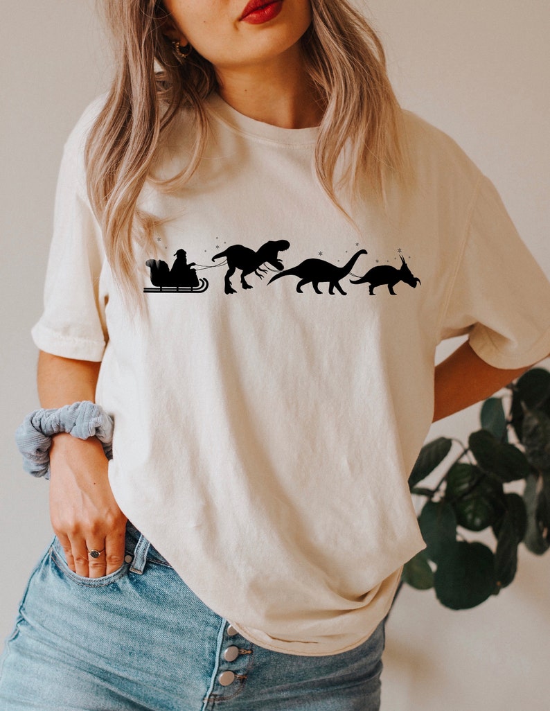 Comfort Colors® Christmas Shirt, Christmas Dinosaurs Sleigh Ride Shirt, Family Christmas Shirt, 2023 Christmas, Funny Christmas Shirt - Teeshirtsummer Christmas Gift