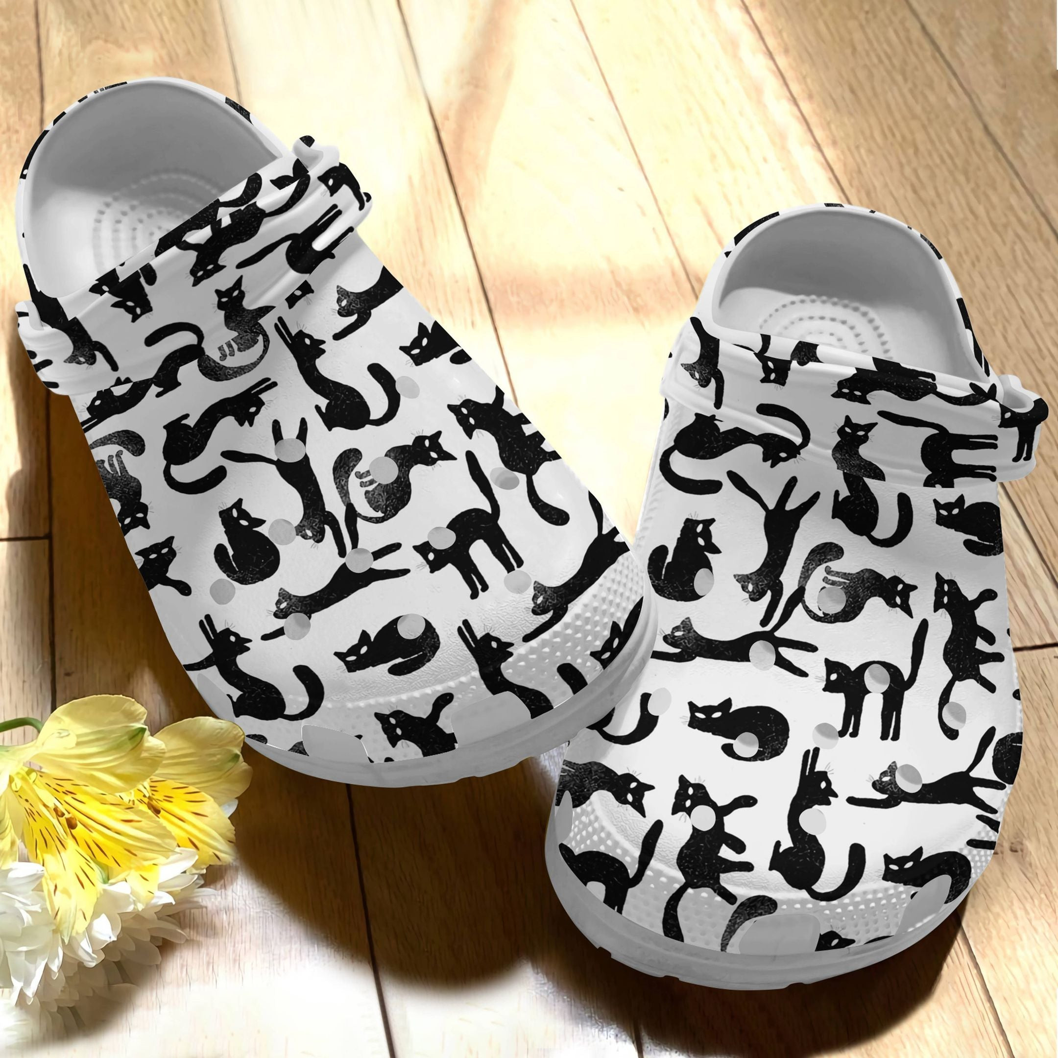 Black Cat Pattern Shoes – Funny Animal Crocs Clog Gift For Birthday