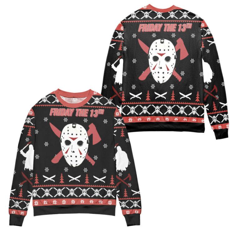 Friday The 13Th Jason Voorhees Mask Ugly Christmas Sweater – All Over ...