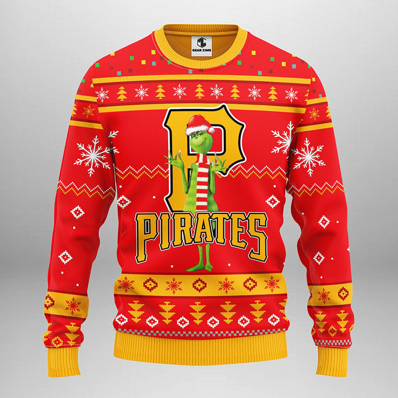 Pittsburgh Pirates Funny Grinch Christmas Red Ugly Sweater