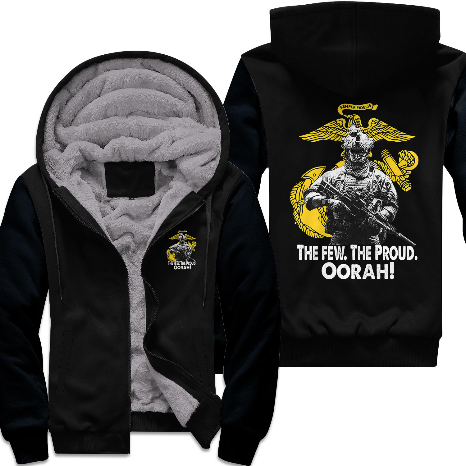 Usmc The Few The Proud Oorah Marine Corps Veteran Fleece Hoodie #211221H