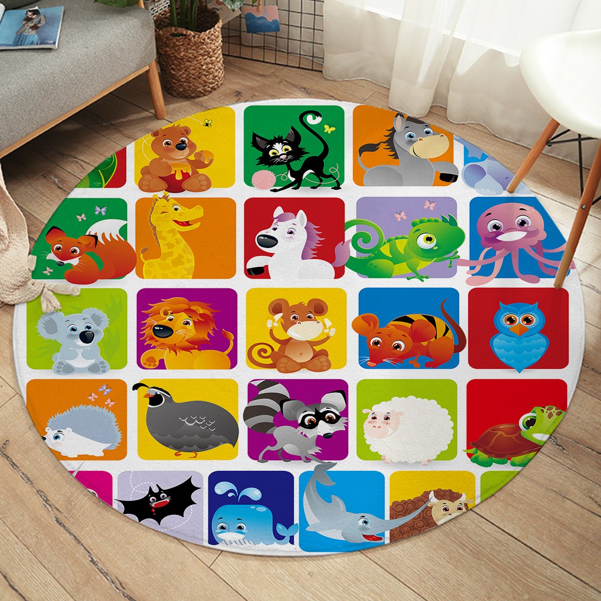 Animal Boxes SW1707 Round Rug