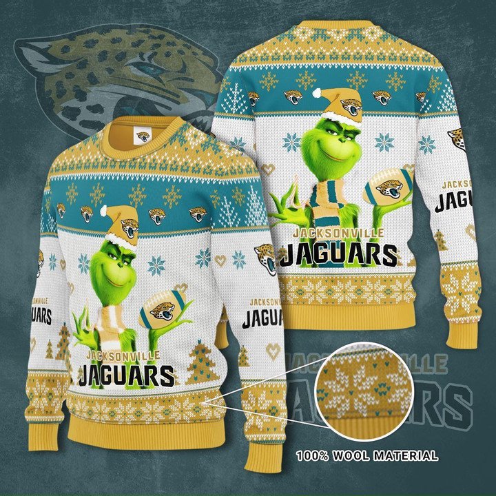 Jacksonville Jaguars The Grinch Gift For Fan Ugly Wool Sweater Christmas