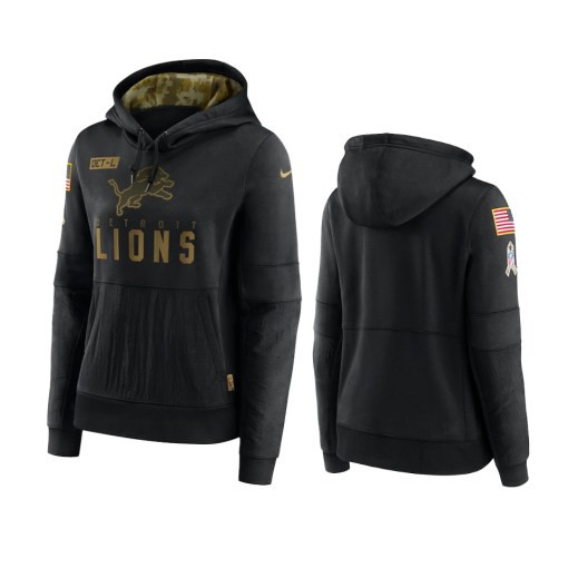 Women’S Detroit Lions Black 2020 Salute To Service Performance Pullover Hoodie