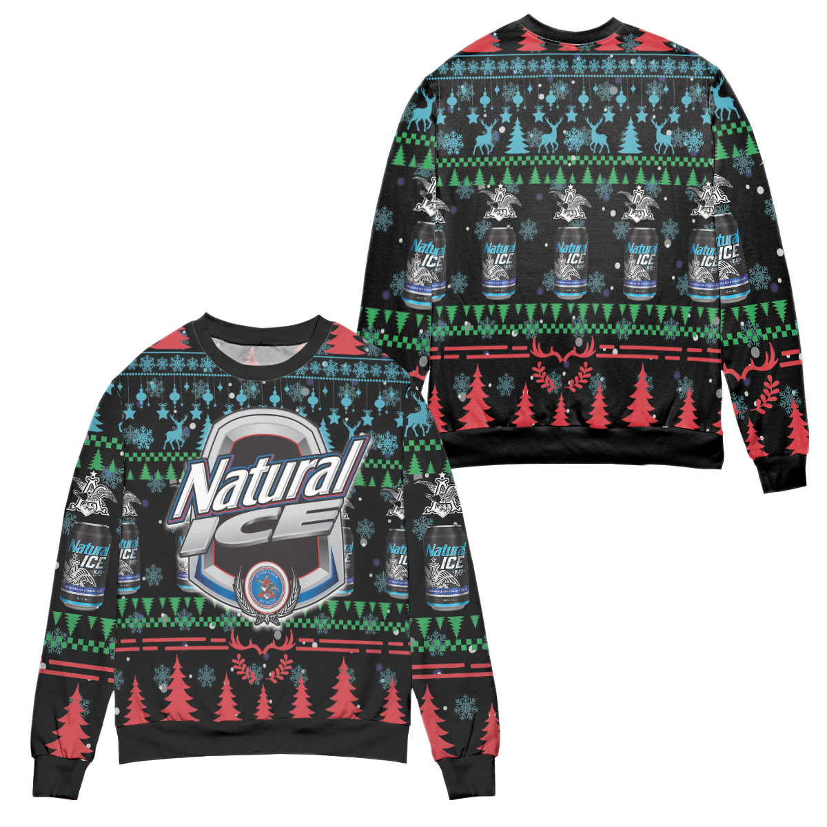 Natural Ice Beer Logo Christmas Pattern Ugly Christmas Sweater – All Over Print 3D Sweater