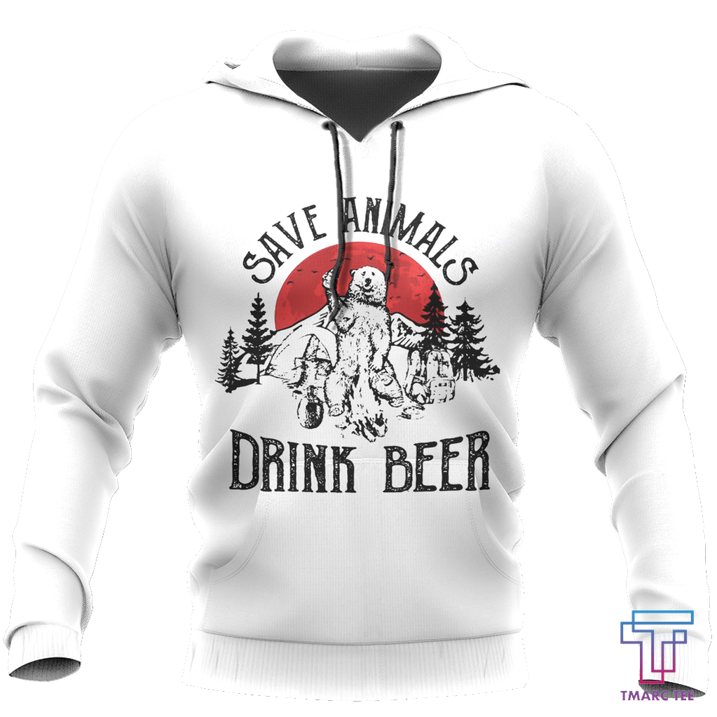 Tmarc Tee Save Animals Drink Beer- Camping Bear Nnkb109