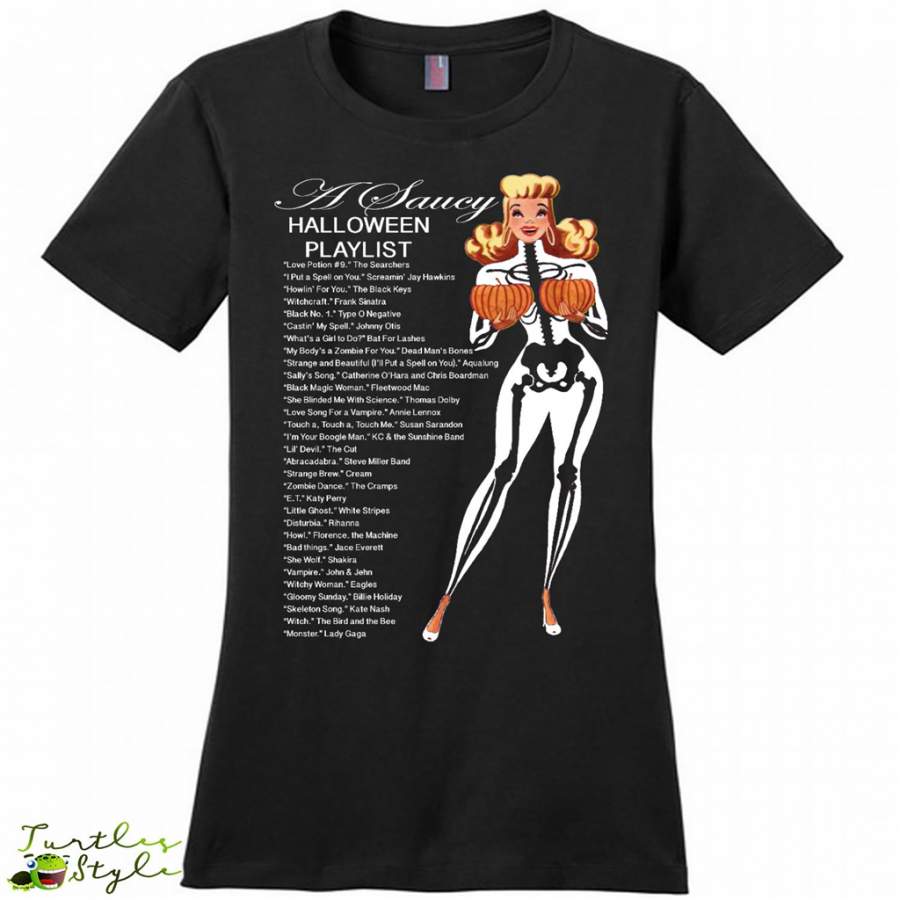 A Saucy Halloween Playlist, Halloween Love Songs – District Made Woman Shirt