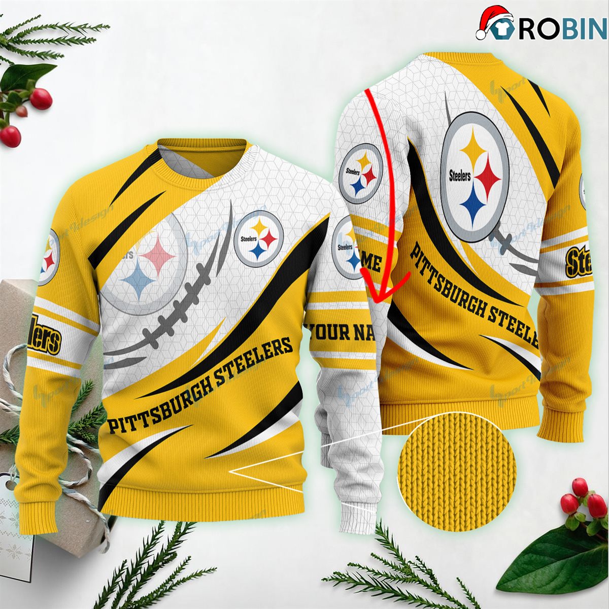 Pittsburgh Steelers Personalized Gift For Fan Ugly Wool Sweater Christmas Sweatshirt Bg08