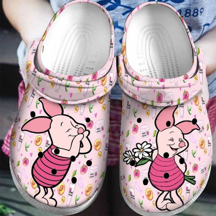 Piglet Winnie The Pooh Gift For Fan Classic Water Rubber 3D Crocband Clog