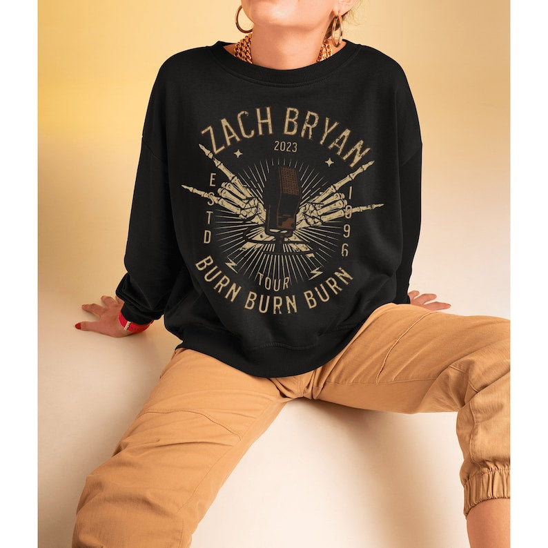 Zach Bryan Shirt, Sweatshirt, Burn Burn Burn Tour 2023 Shirt