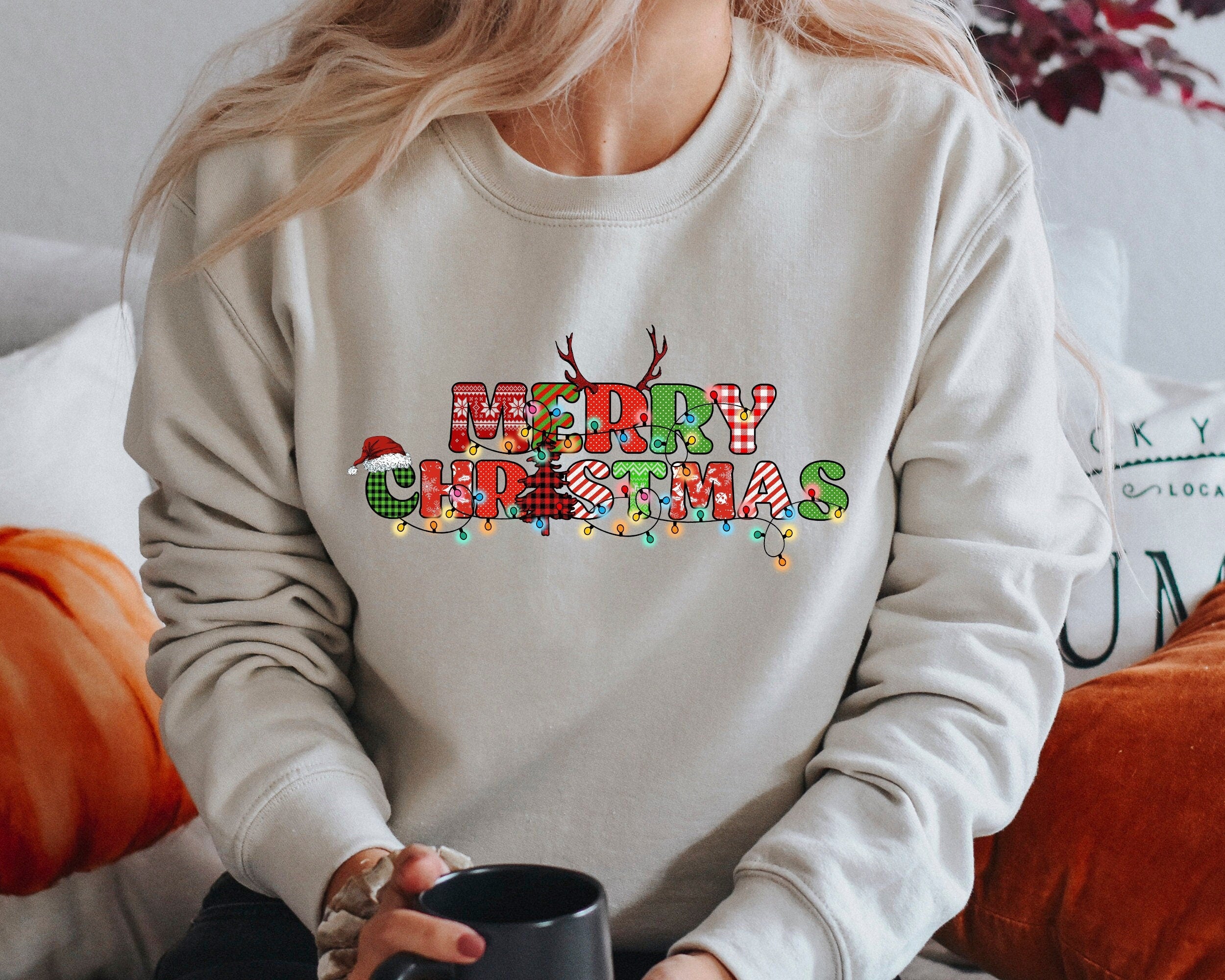 Merry Christmas Sweatshirt, Women Christmas Crewneck, Women Christmas Sweatshirt, Christmas Tree Sweatshirt, Christmas Sweatshirts For Women