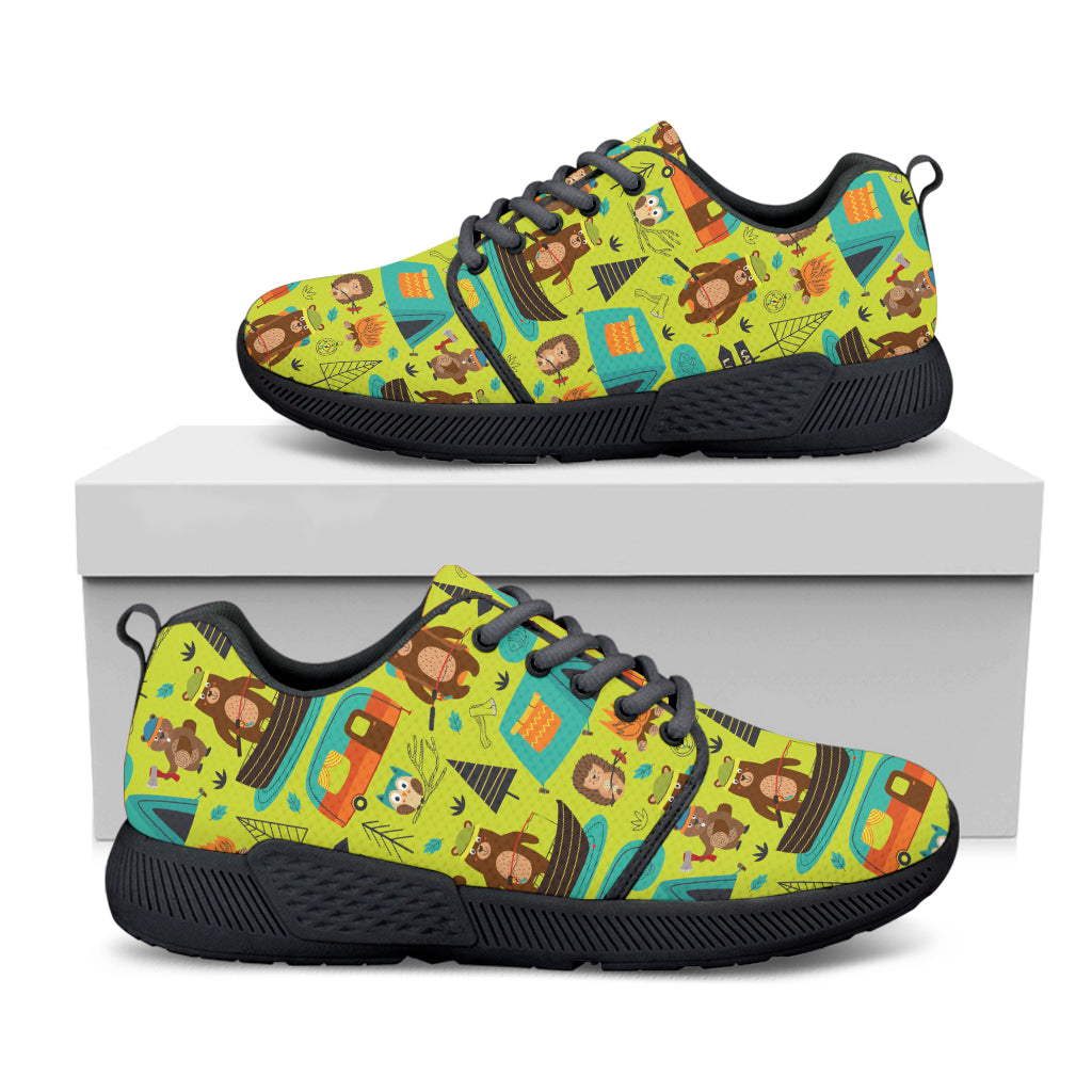 Animal Camping Pattern Print Black Athletic Shoes