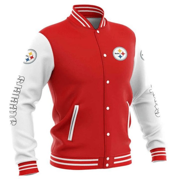 Pittsburgh Steelers Red White Baseball Jacket